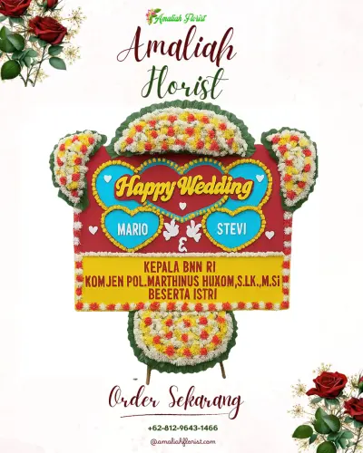 Karangan Papan Bunga Pernikahan di Cempaka